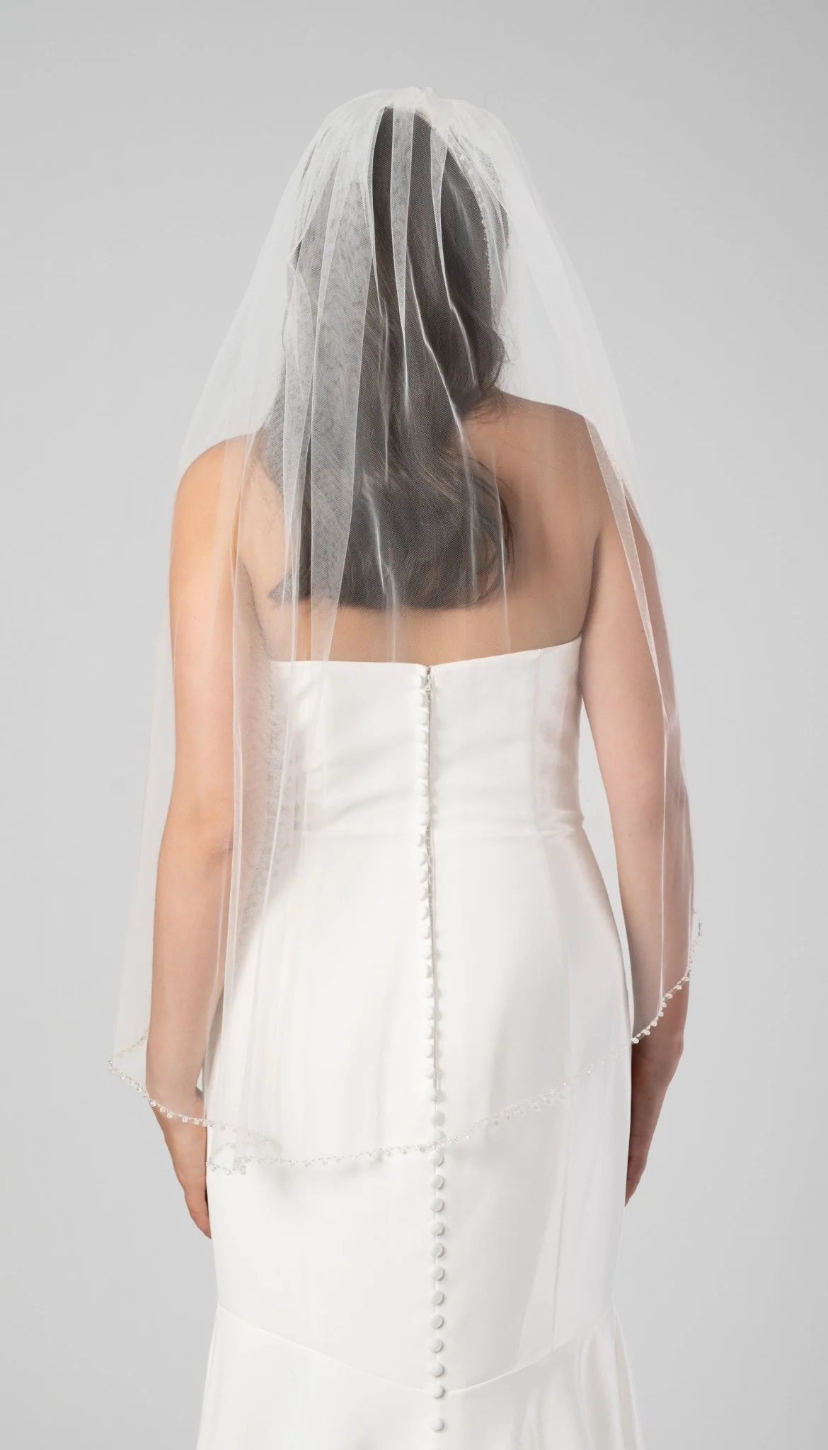 Emily Beaded Crystal Edge Veil - Image 2