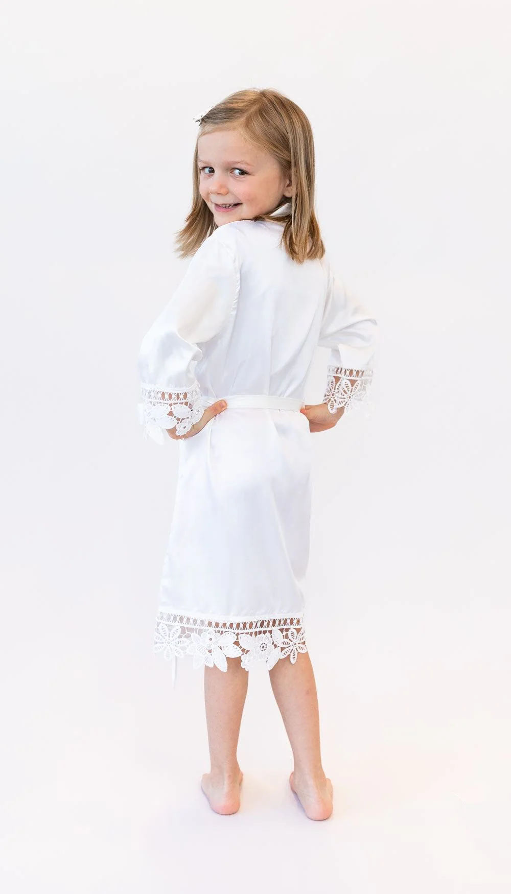 Junior Bridesmaid Satin and Lace Robes - Image 4