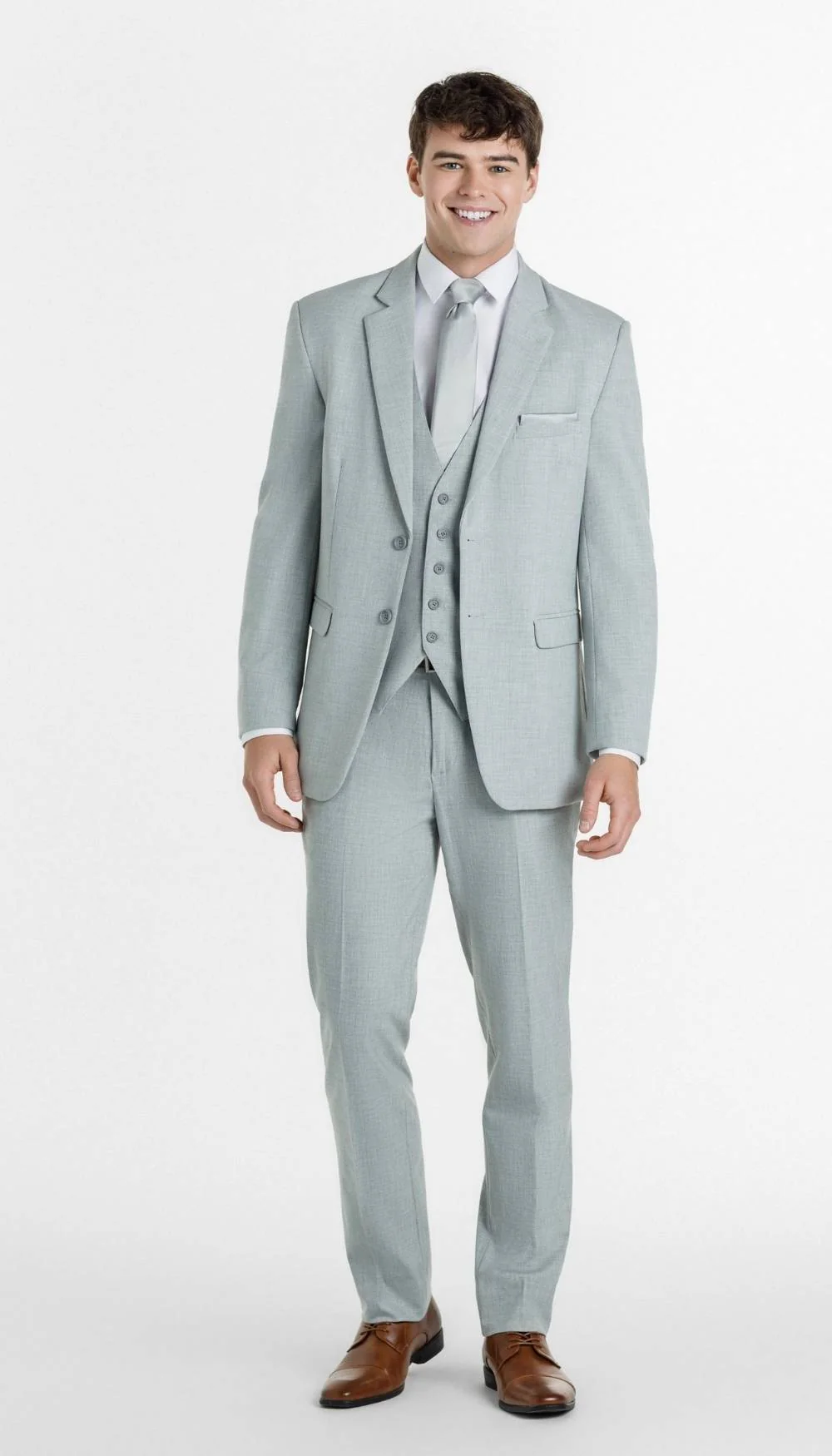 Trim Fit 3 Piece Suit Light Grey - Image 5