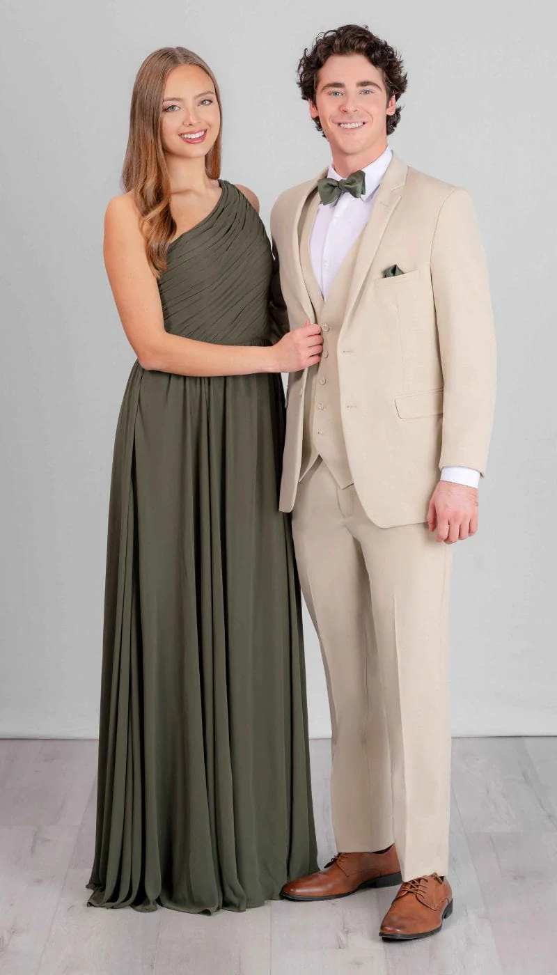 Trim Fit 3 Piece Suit Tan - Image 6