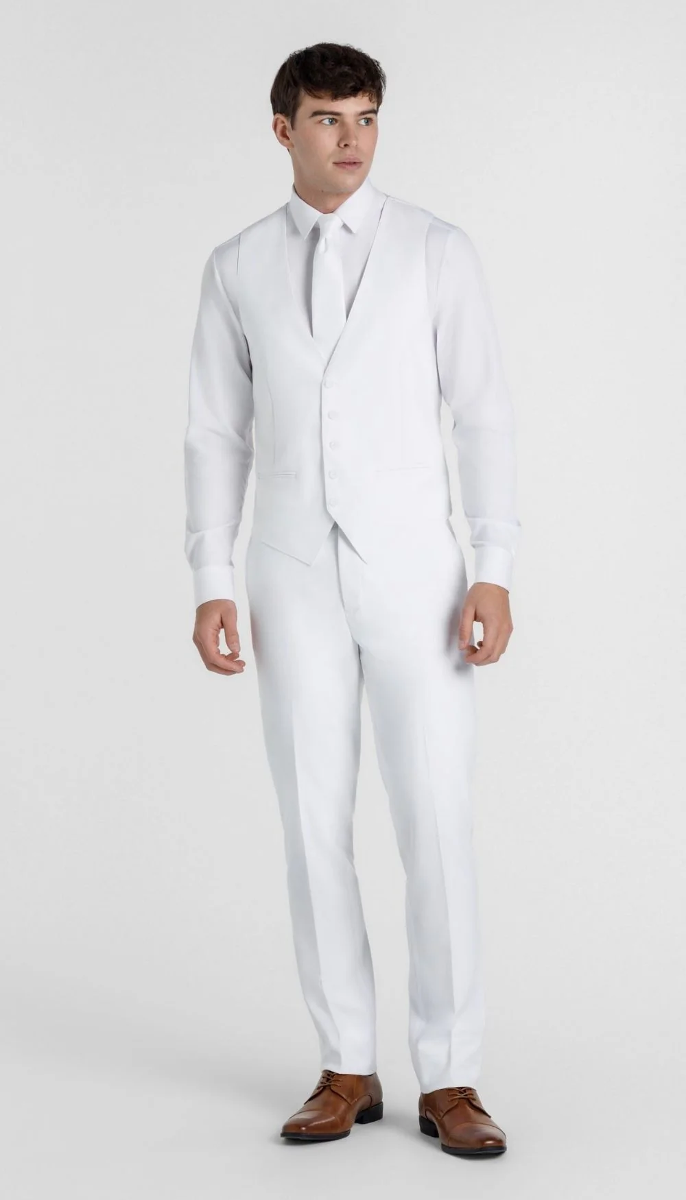Trim Fit 3 Piece Suit White - Image 3