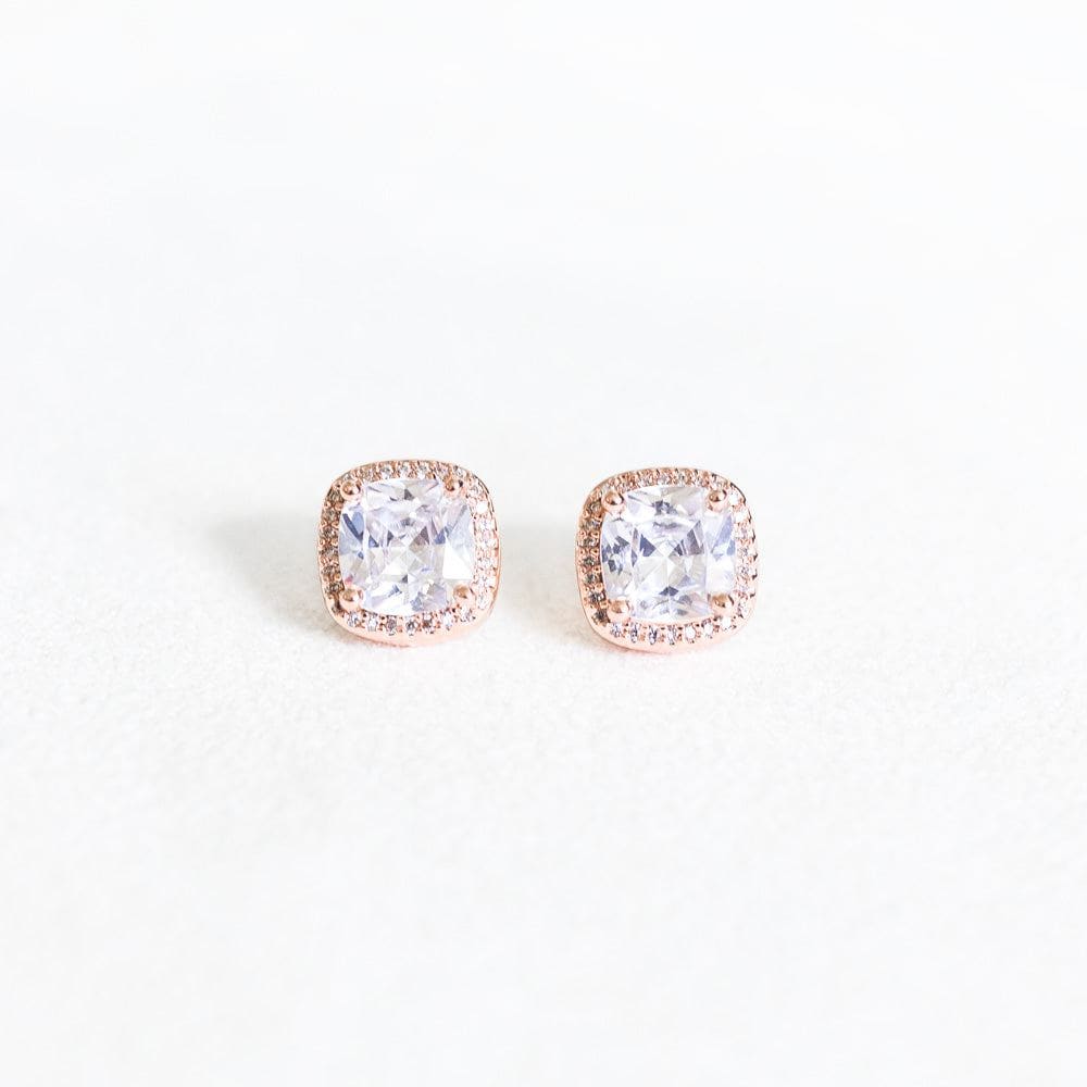 Rose Gold Cushion Cut Earrings - Image 2