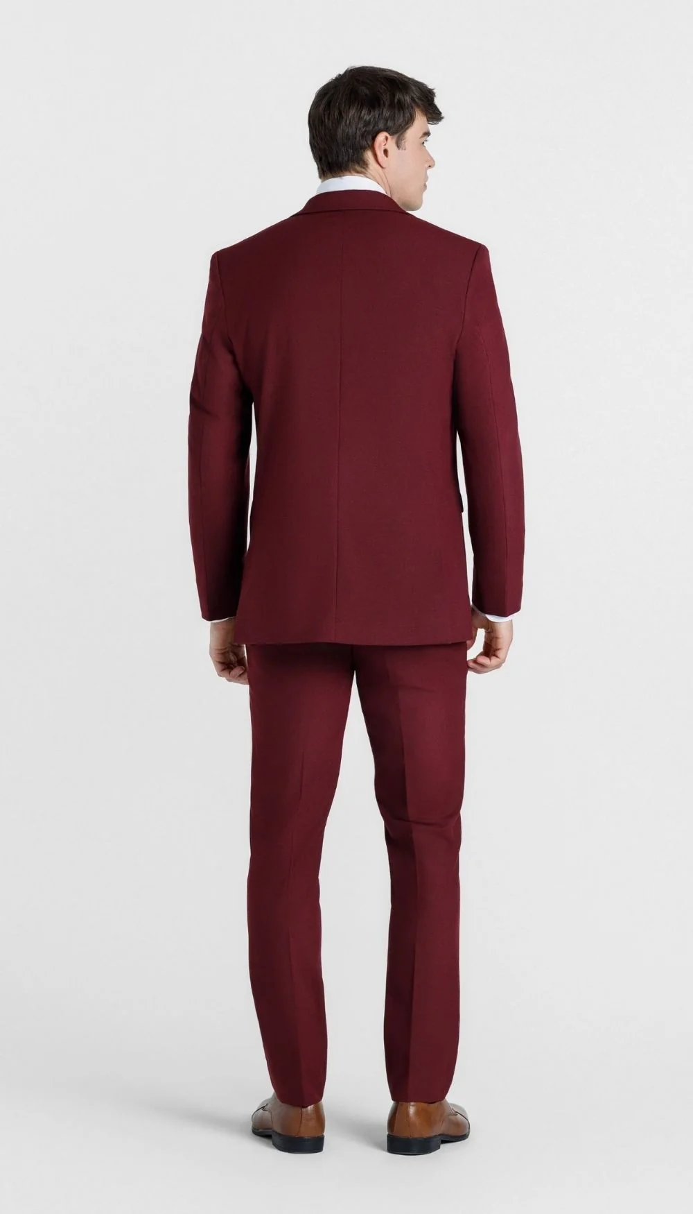 Trim Fit 2 Piece Suit Burgundy - Image 4