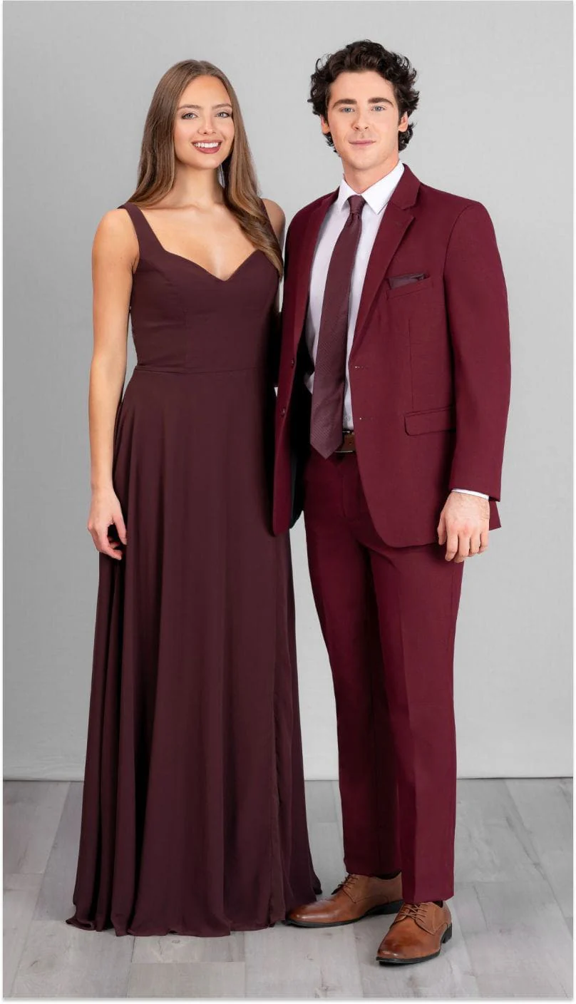 Trim Fit 2 Piece Suit Burgundy - Image 5