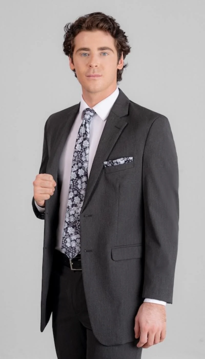 Trim Fit 2 Piece Suit Charcoal - Image 5