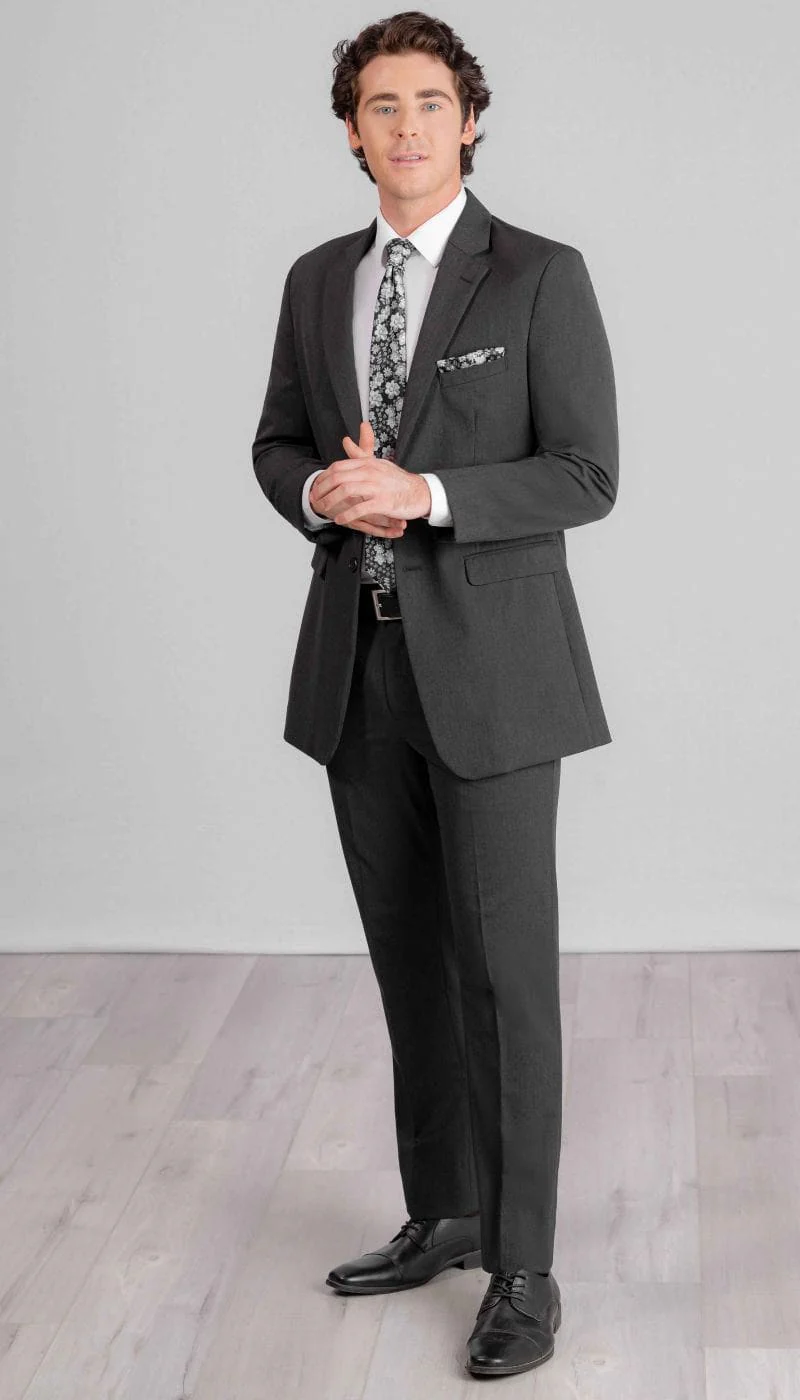 Trim Fit 2 Piece Suit Charcoal - Image 6