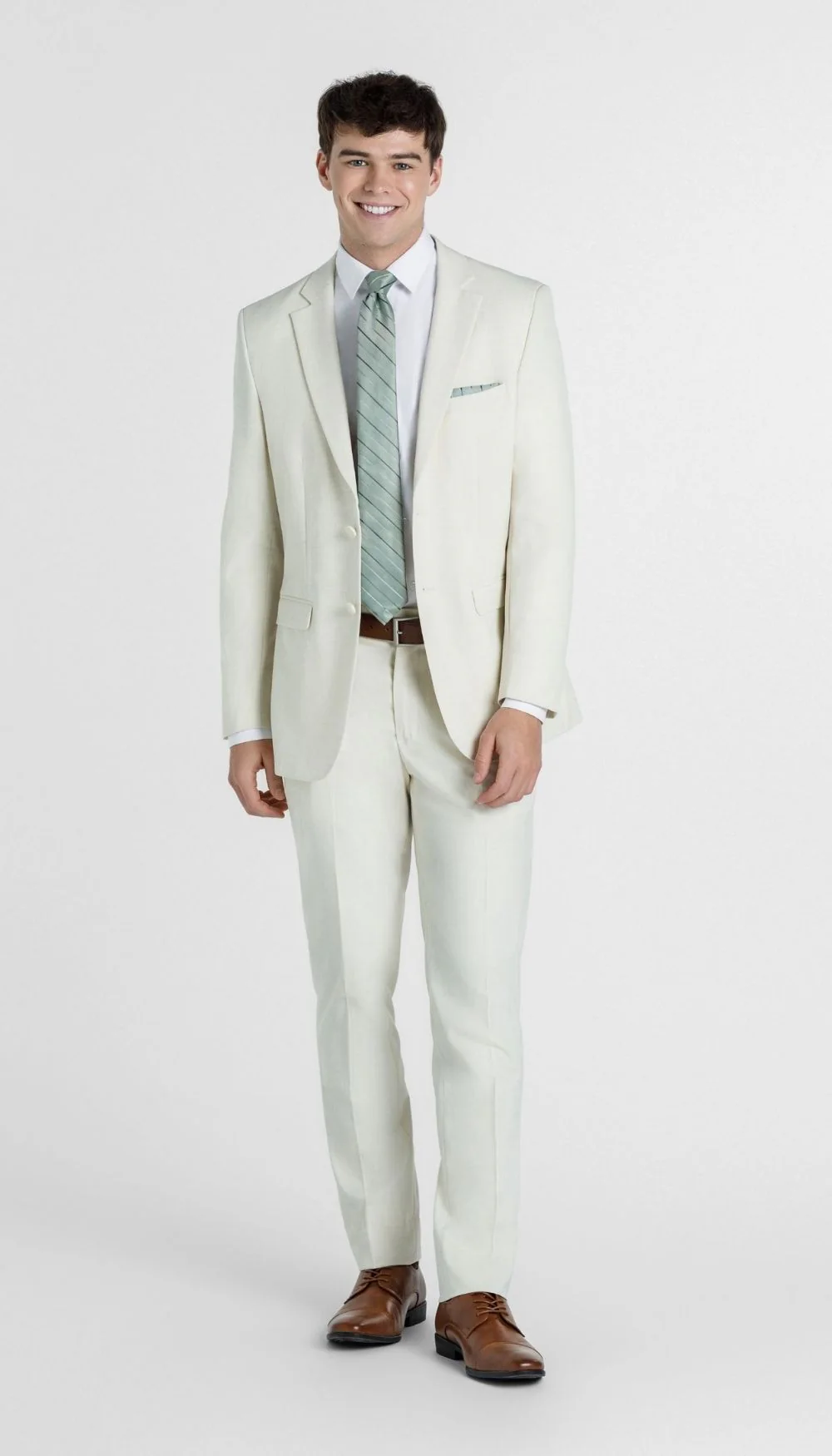 Trim Fit 2 Piece Suit Creme - Image 5