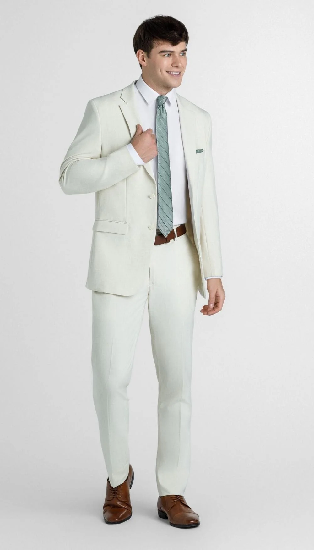 Trim Fit 2 Piece Suit Creme - Image 6