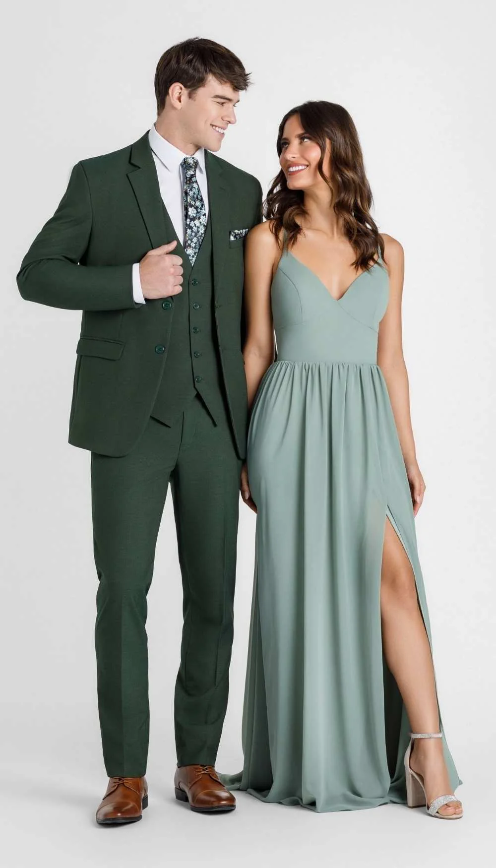 Trim Fit 2 Piece Suit Olive Green - Image 2