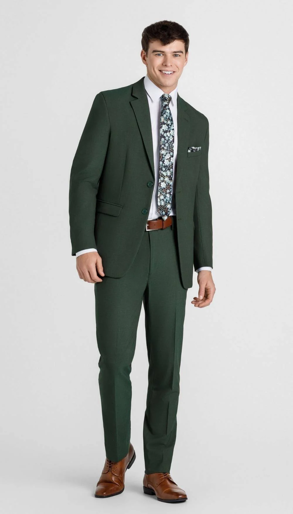 Trim Fit 2 Piece Suit Olive Green - Image 5