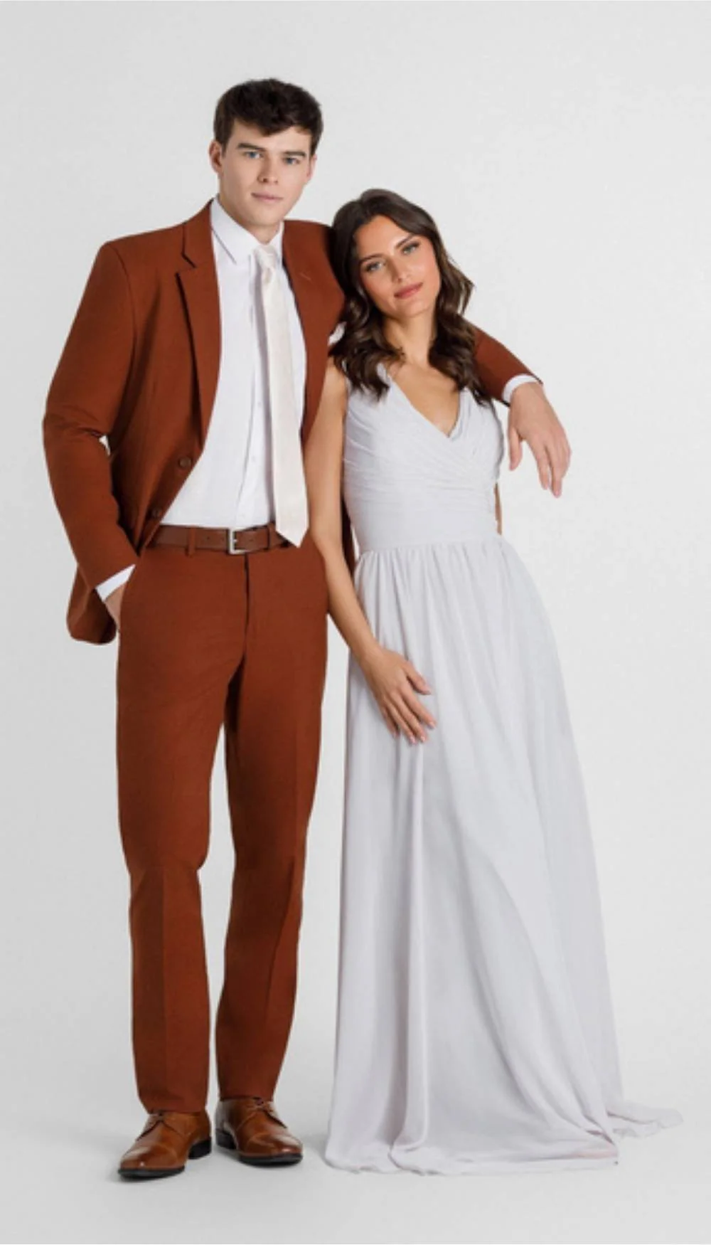Trim Fit 2 Piece Suit Rust - Image 2