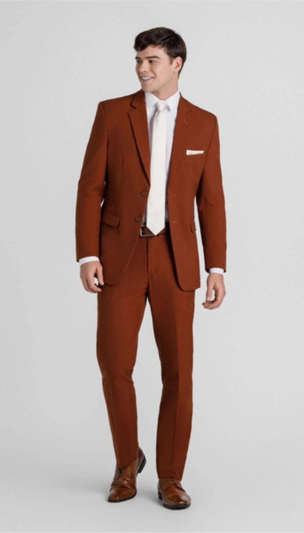 Trim Fit 2 Piece Suit Rust - Image 5