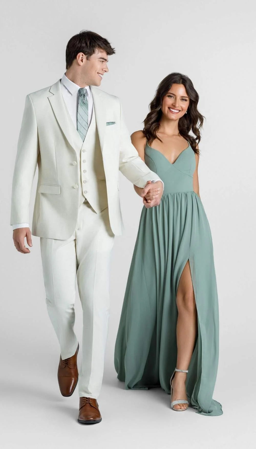 Trim Fit 3 Piece Suit Creme - Image 2