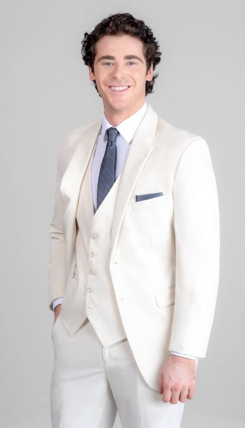 Trim Fit 3 Piece Suit Creme - Image 7