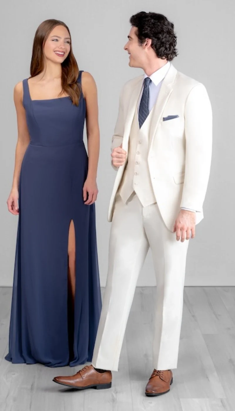 Trim Fit 3 Piece Suit Creme - Image 8