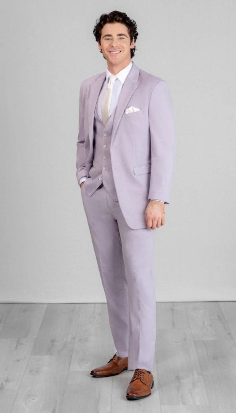 Trim Fit 3 Piece Suit Lavender - Image 5