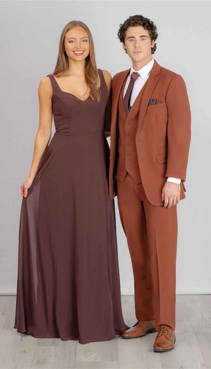 Trim Fit 3 Piece Suit Rust - Image 6